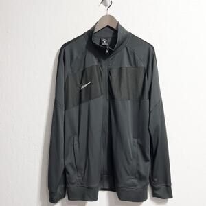 Nike Jacket Mens XL Full Zip Soccer Logo Grey Black Warm Up Track Active